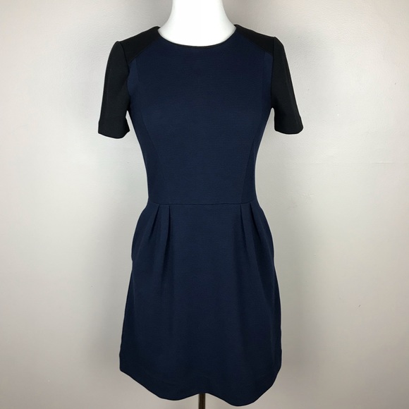 Madewell Colorblock Black Navy Dress - Picture 3 of 8